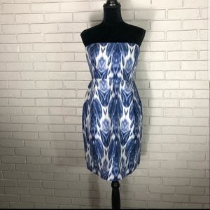 Blue and white silk dress